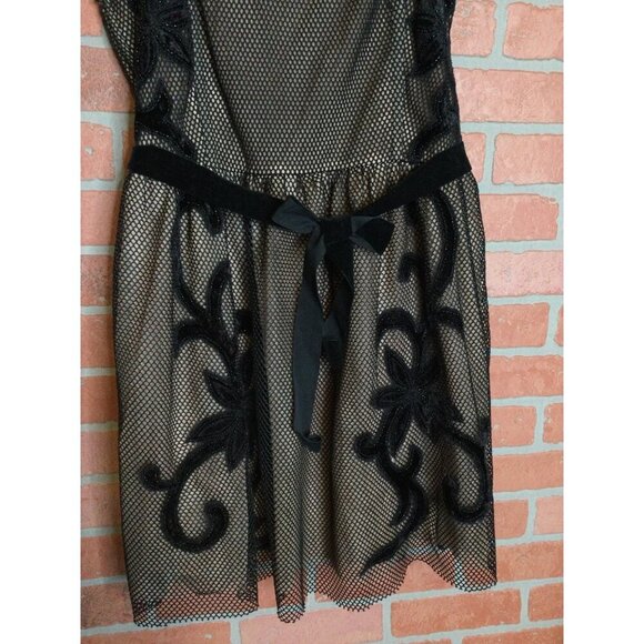 ASOS Embroidered Mesh Overlay Bustier Dress Black Whimsigoth Fairygrunge 12 - Picture 8 of 14